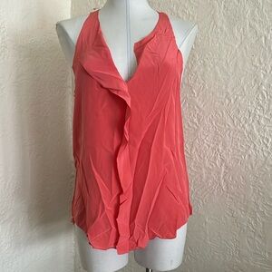 Rebecca Taylor 100% Silk Salmon Pink Flyaway Placket Sleeveless Shell Tank Top 4